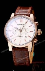 Mont blanc Watches Replica ChronographRose Gold White Face Leather